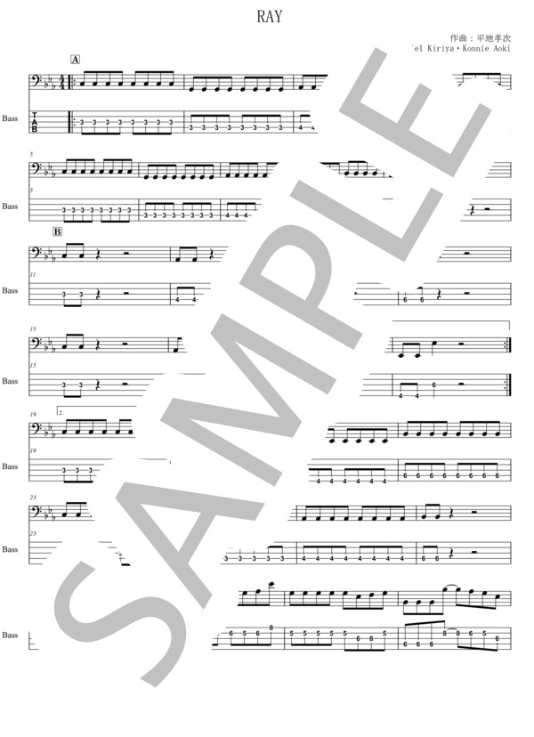 RAY (PassCode) / エレキベース 中〜上級 - サンプル譜面 1/4