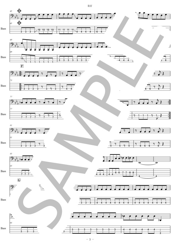 RAY (PassCode) / エレキベース 中〜上級 - サンプル譜面 3/4