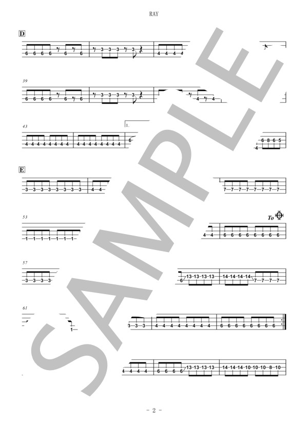 RAY (PassCode) / エレキベース 中〜上級 - サンプル譜面 2/4