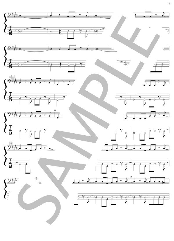 Baby Don't Worry (ストリート スライダーズ) / エレキベース 初級 - サンプル譜面 3/5