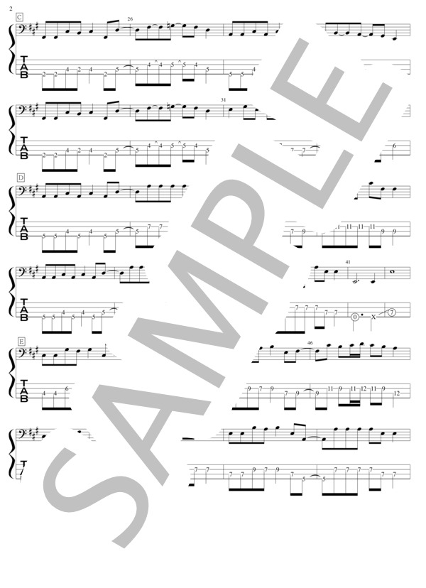 Velvet Touch (DRAGON ASH) / エレキベース 初〜中級 - サンプル譜面 2/5