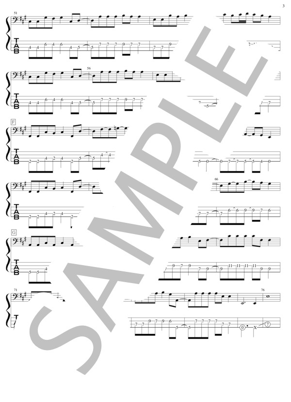 Velvet Touch (DRAGON ASH) / エレキベース 初〜中級 - サンプル譜面 3/5