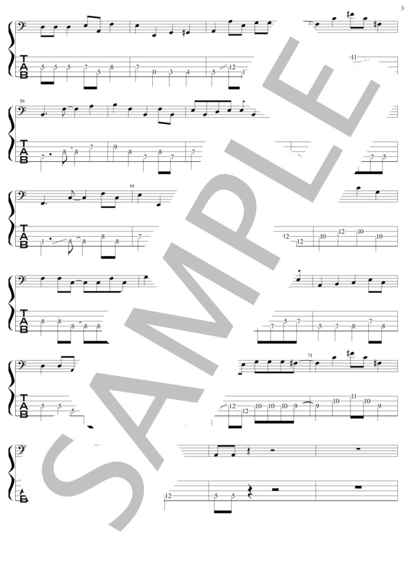 Valentine Eve's Nightmare (UNDEAD) / エレキベース 中〜上級 - サンプル譜面 3/5