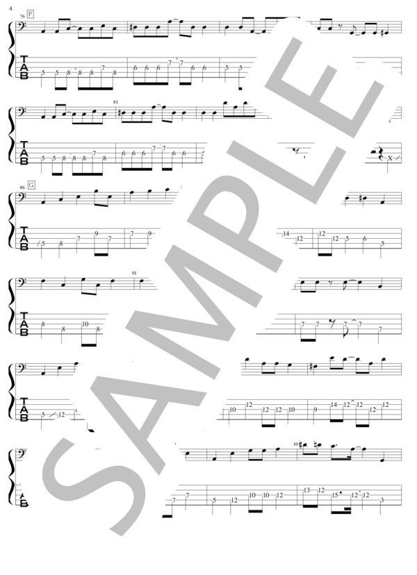 Valentine Eve's Nightmare (UNDEAD) / エレキベース 中〜上級 - サンプル譜面 4/5