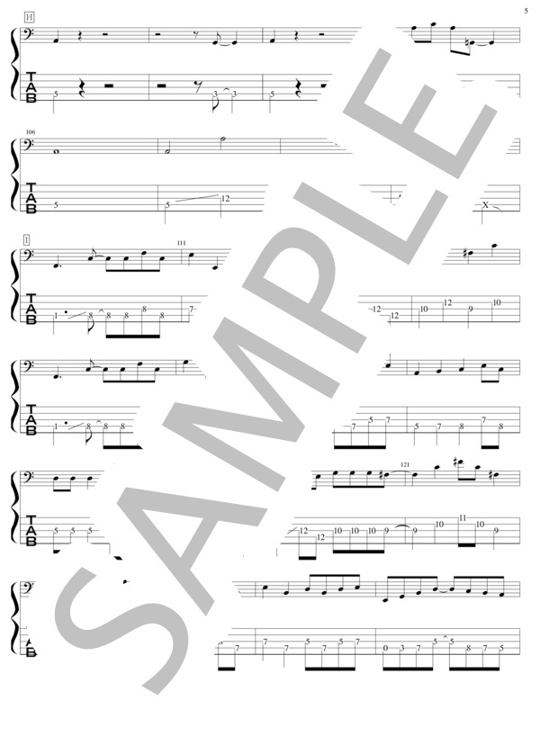 Valentine Eve's Nightmare (UNDEAD) / エレキベース 中〜上級 - サンプル譜面 5/5