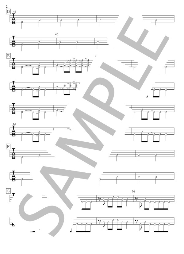 繋がりSUNSET (DRAGON ASH) / エレキベース 初〜中級 - サンプル譜面 2/4