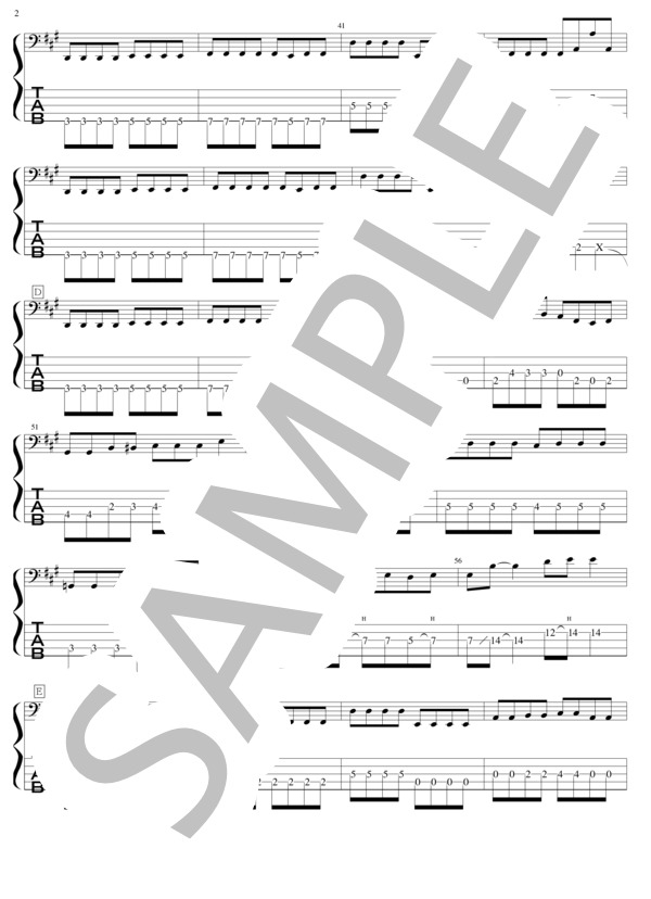 閻魔大王に訊いてごらん (上坂 すみれ) / エレキベース 中〜上級 - サンプル譜面 2/5