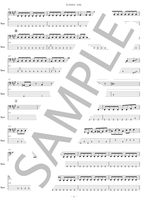 楽譜】PLATONIC GIRL / わーすた (エレキベース / 初〜中級