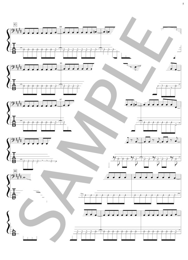 BLACK MEMORY (THE ORAL CIGARETTES) / エレキベース 初〜中級 - サンプル譜面 5/5