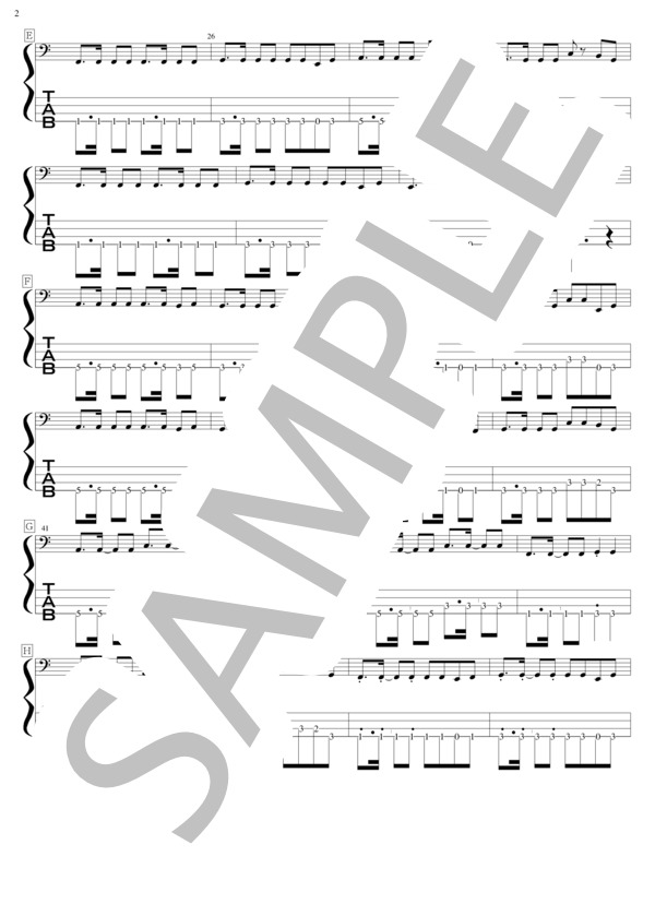 バクチダンサー (DOES) / エレキベース 初級 - サンプル譜面 2/5