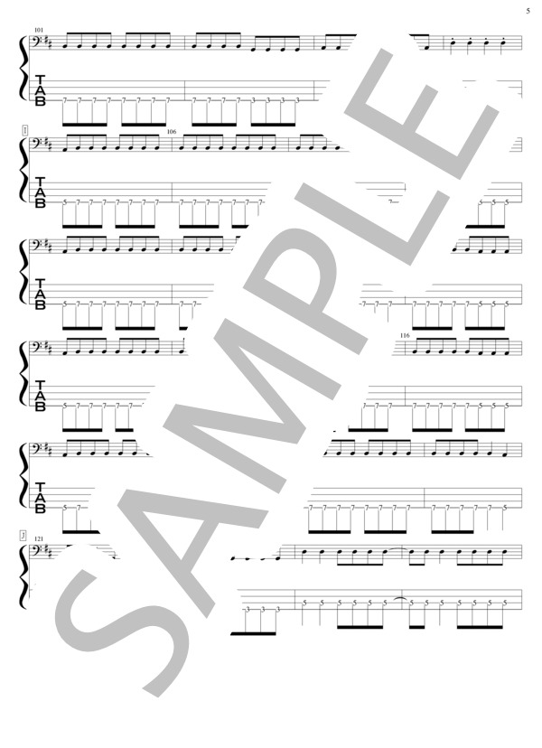 修羅 (DOES) / エレキベース 初級 - サンプル譜面 5/5