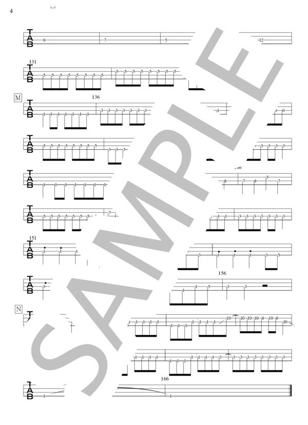 変わりたい唄 (阿部 真央) / エレキベース 初〜中級 - サンプル譜面 4/4