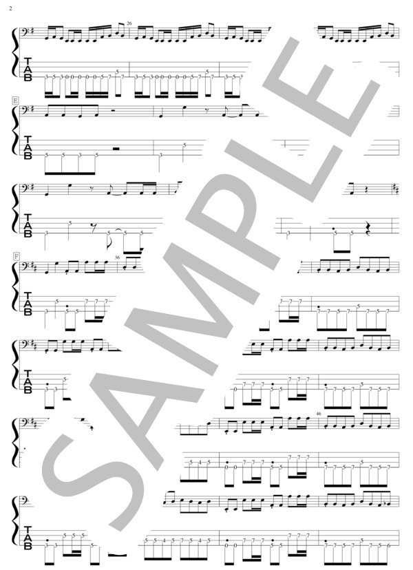 恋をしましょう (SPARKS GO GO) / エレキベース 初級 - サンプル譜面 2/5