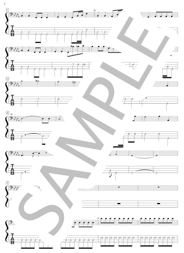 さっちゃんのセクシーカレー (大森 靖子) / エレキベース 初〜中級 - サンプル譜面 2/3