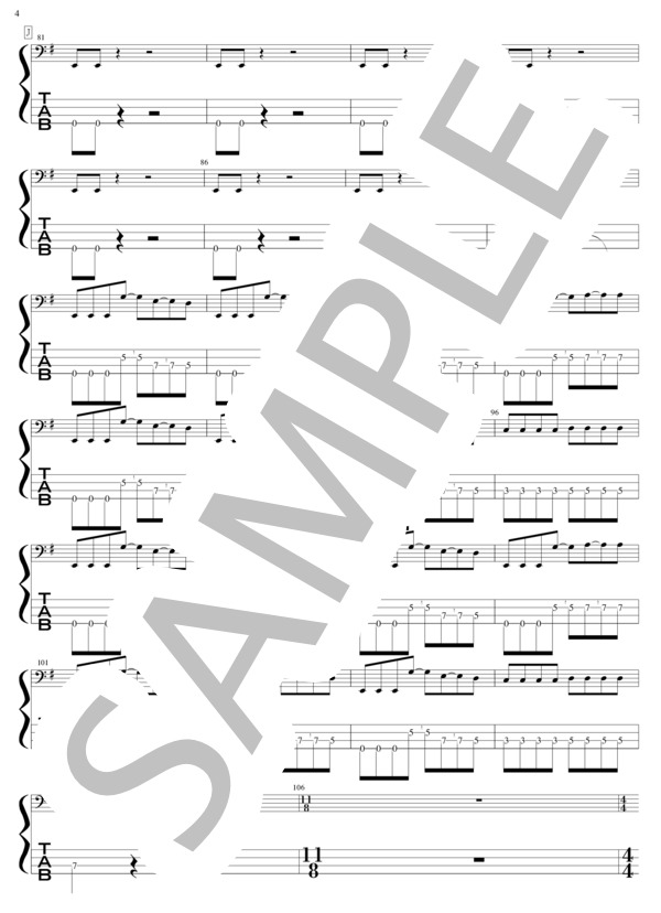 Angry Shotgun (TOTALFAT) / エレキベース 初〜中級 - サンプル譜面 4/5