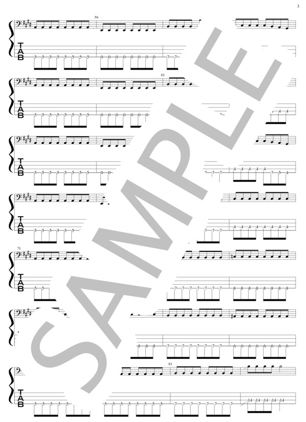 RED (琴織) / エレキベース 初級 - サンプル譜面 3/4