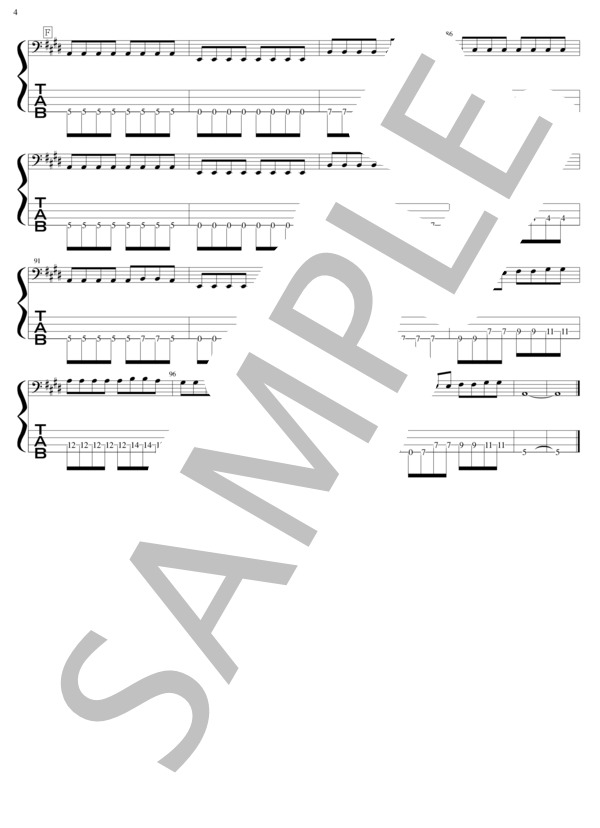 RED (琴織) / エレキベース 初級 - サンプル譜面 4/4