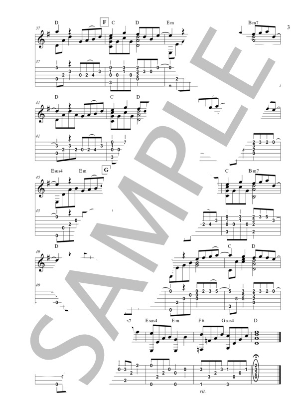 木蘭の涙 (柿沼 清史) / ギターソロ 初〜中級 - サンプル譜面 3/3