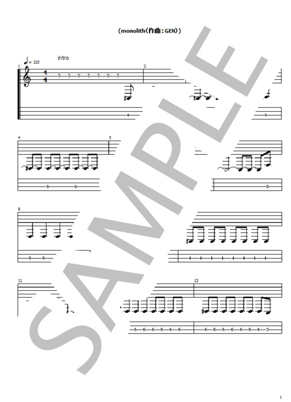 monolith (04 limited sazabys) / エレキベース 初級 - サンプル譜面 1/5