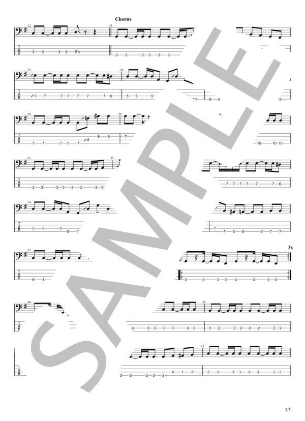 妄想サマー (SHISHAMO) / エレキベース 初〜中級 - サンプル譜面 2/5