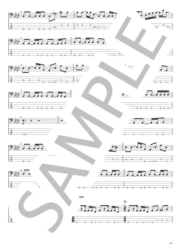 妄想サマー (SHISHAMO) / エレキベース 初〜中級 - サンプル譜面 4/5