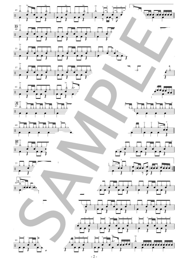 Calc． (clear) / ドラム 中級 - サンプル譜面 2/3