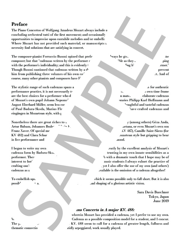 サラ・デイヴィス・ビュクナー：モーツァルトの協奏曲のためのカデンツァ集 第1巻(KV. 488, 491, 503) / ピアノソロ 中〜上級 - サンプル譜面 4/5