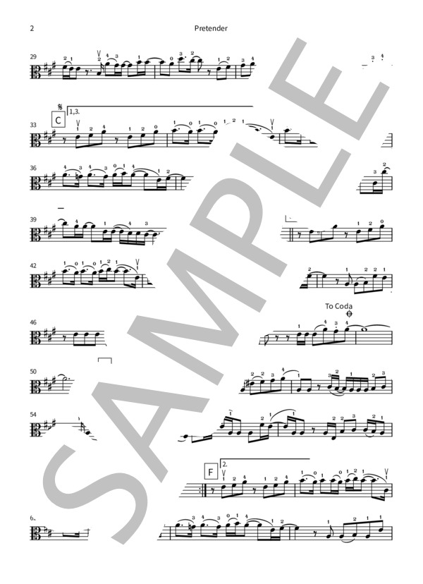 Pretender(ヴィオラメロディ譜・指番号付き・フル尺） (藤原 聡) / 初級 - サンプル譜面 2/3