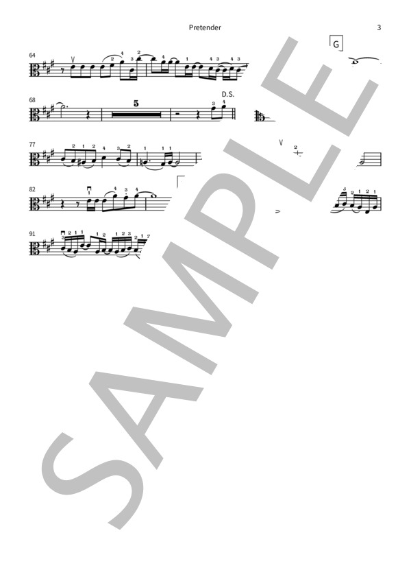 Pretender(ヴィオラメロディ譜・指番号付き・フル尺） (藤原 聡) / 初級 - サンプル譜面 3/3