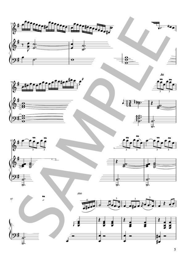 望郷のバラード ポルムベスク（ヴァオリン＆ピアノ） / アンサンブルピアノ＋他楽器 中〜上級 - サンプル譜面 5/5