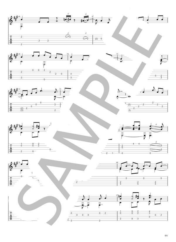 ワインレッドの心 (安全地帯) / ギターソロ 初〜中級 - サンプル譜面 4/5