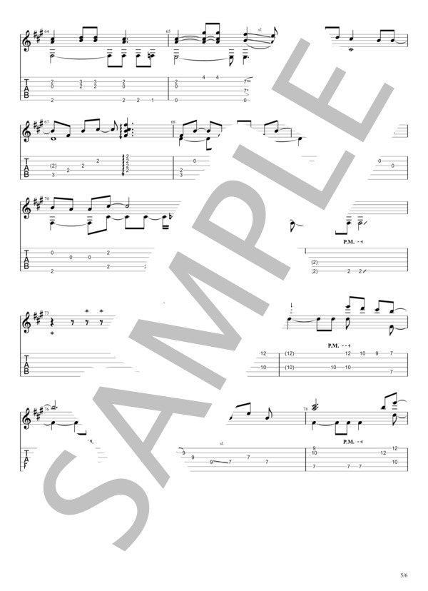 ワインレッドの心 (安全地帯) / ギターソロ 初〜中級 - サンプル譜面 5/5