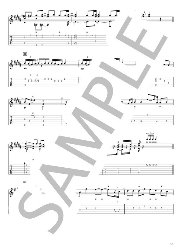 SingOut! (乃木坂46) / ギターソロ 初級 - サンプル譜面 3/5