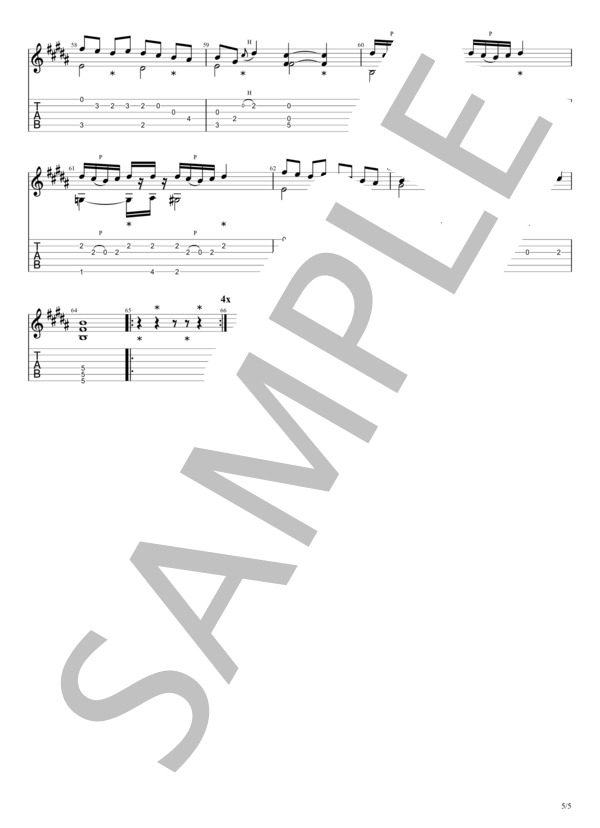 SingOut! (乃木坂46) / ギターソロ 初級 - サンプル譜面 5/5