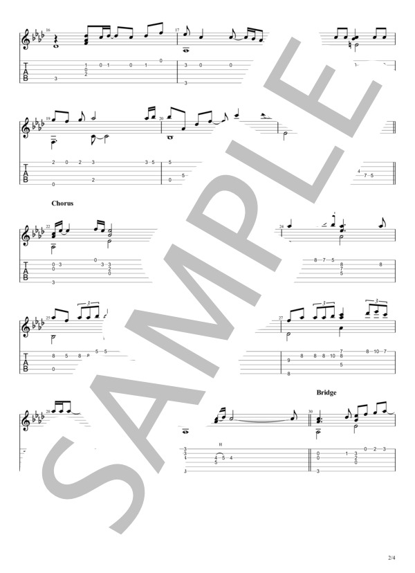 裸の心 (あいみょん) / ギターソロ 入門〜初級 - サンプル譜面 2/4