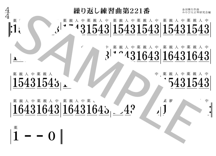 繰り返し練習曲221番～230番 大正琴 (金田 雅行) / 初〜中級 - サンプル譜面 1/5