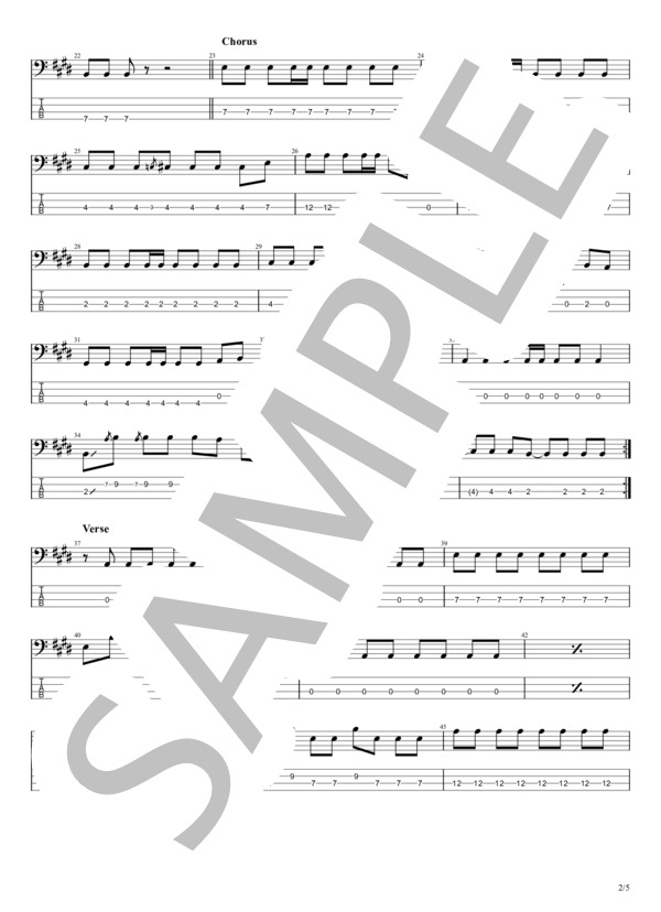 My Sweet Darlin' (矢井田 瞳) / エレキベース 初〜中級 - サンプル譜面 2/5