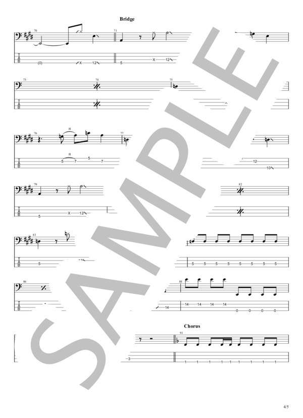 My Sweet Darlin' (矢井田 瞳) / エレキベース 初〜中級 - サンプル譜面 4/5