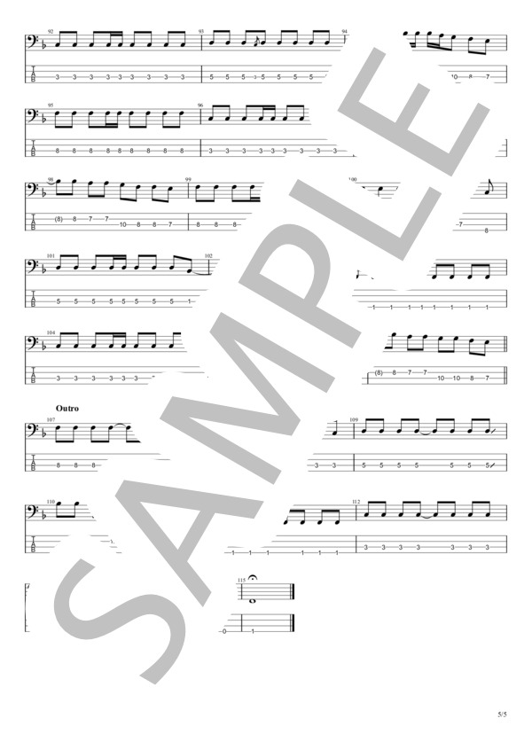 My Sweet Darlin' (矢井田 瞳) / エレキベース 初〜中級 - サンプル譜面 5/5