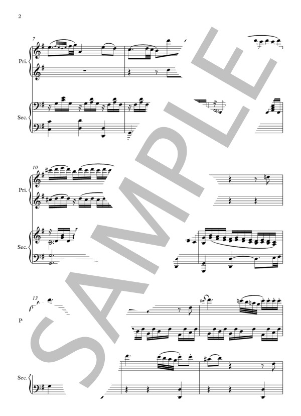 ピアノ・ソナタ K.448第2楽章, 1台のピアノ連弾編曲 (ヴォルフガング・アマデウス・モーツァルト) / 上級 - サンプル譜面 3/5