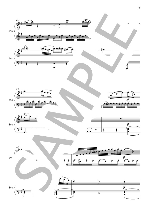 ピアノ・ソナタ K.448第2楽章, 1台のピアノ連弾編曲 (ヴォルフガング・アマデウス・モーツァルト) / 上級 - サンプル譜面 4/5