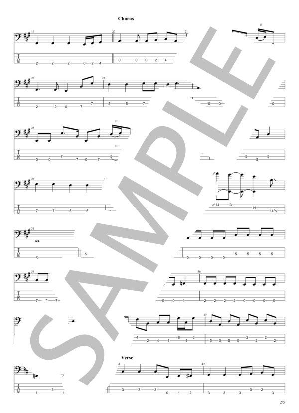 流れ星 (スピッツ) / エレキベース 初〜中級 - サンプル譜面 2/5