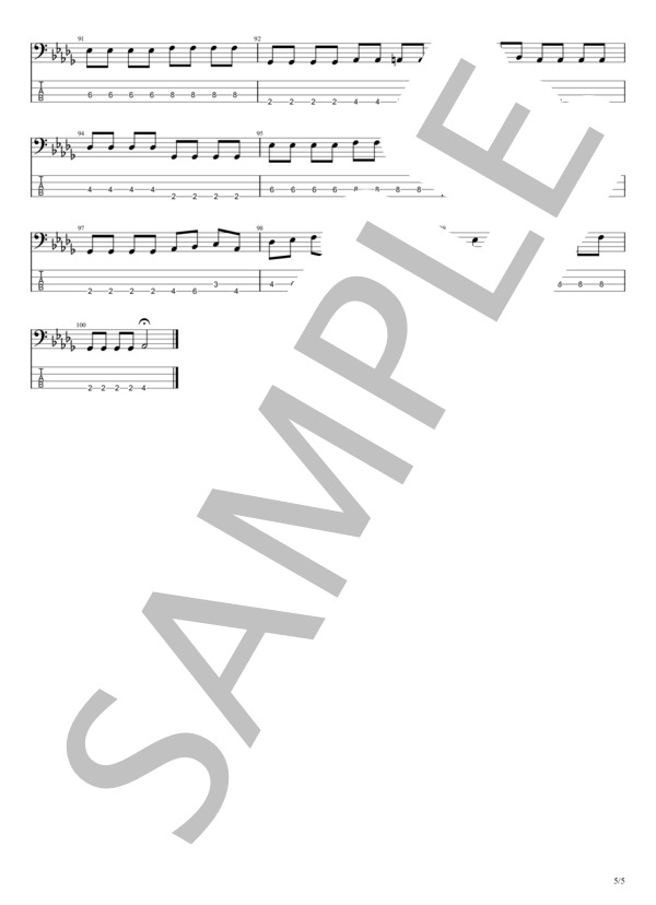 流れ星 (スピッツ) / エレキベース 初〜中級 - サンプル譜面 5/5