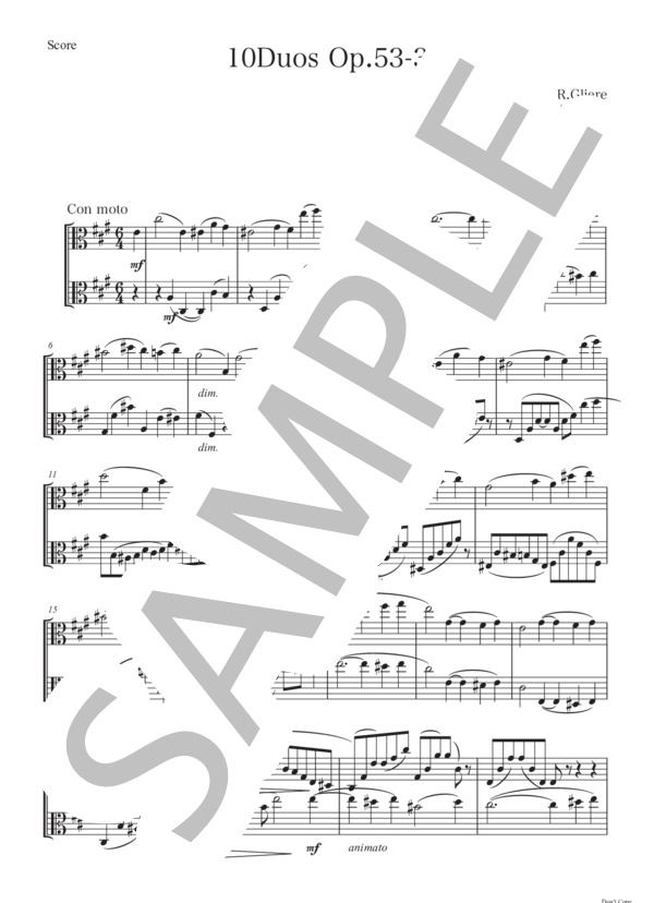 10Duos Op.53 No.3 For two Viola (レインゴリト・グリエール) / ヴィオラ 中〜上級 - サンプル譜面 1/5