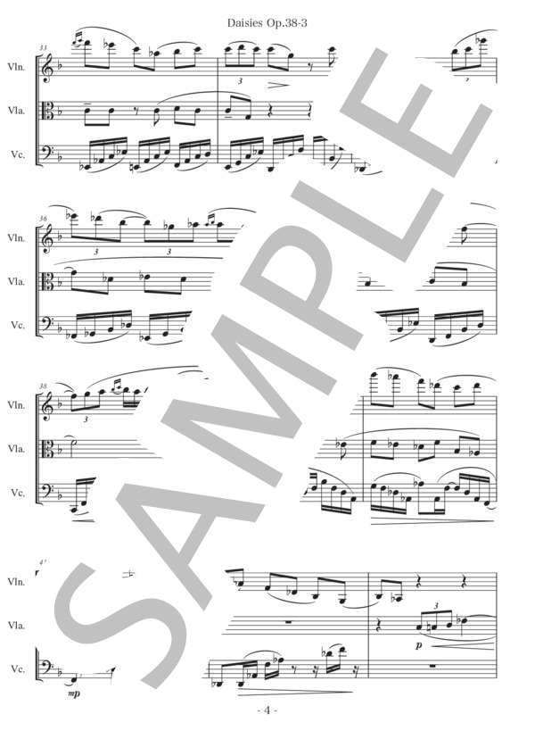Daisies Op.38-3 ひなぎく 弦楽三重奏版 (セルゲイ・ラフマニノフ) / アンサンブル弦楽 上級 - サンプル譜面 4/5