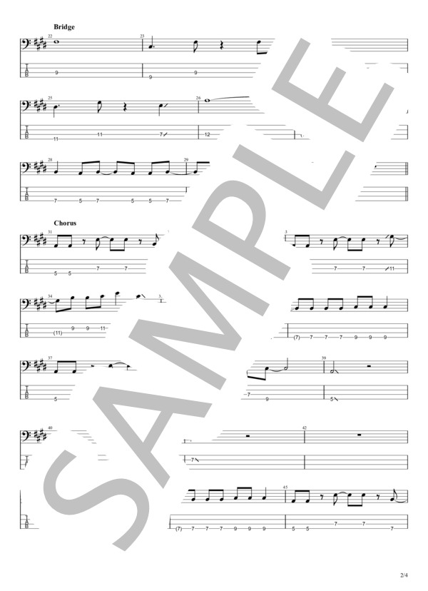 夏恋センセイション (マカロニえんぴつ) / エレキベース 初〜中級 - サンプル譜面 2/4