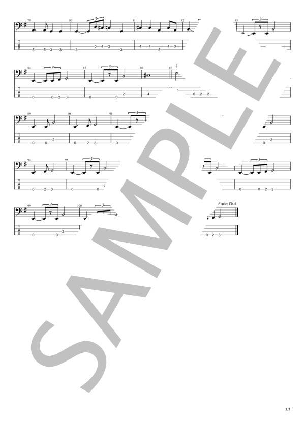 アミダばばあの唄 (ビート たけし) / エレキベース 初〜中級 - サンプル譜面 3/3