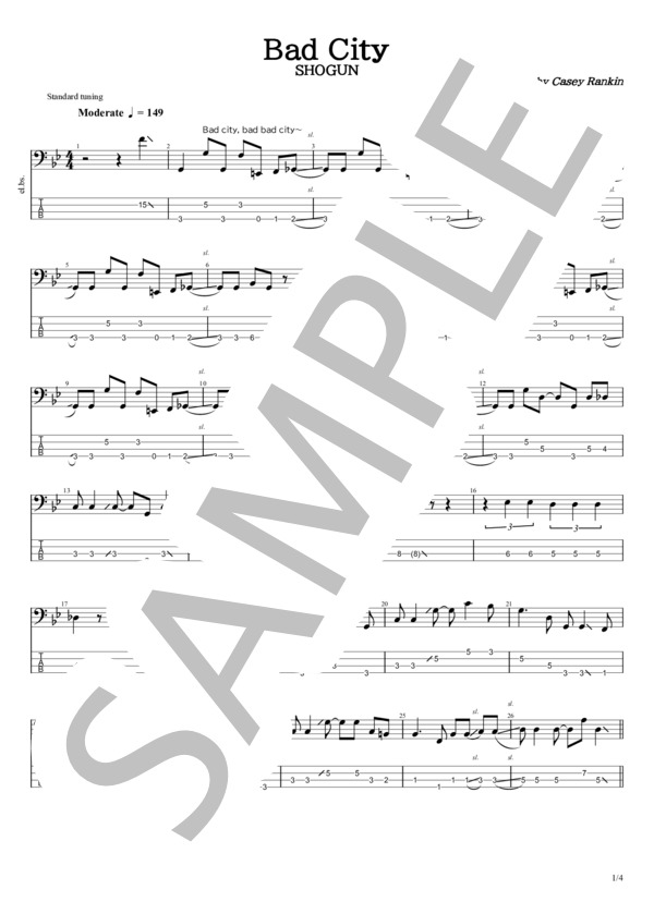 楽譜】Bad City / SHOGUN (エレキベース / 中〜上級) - Piascore 楽譜