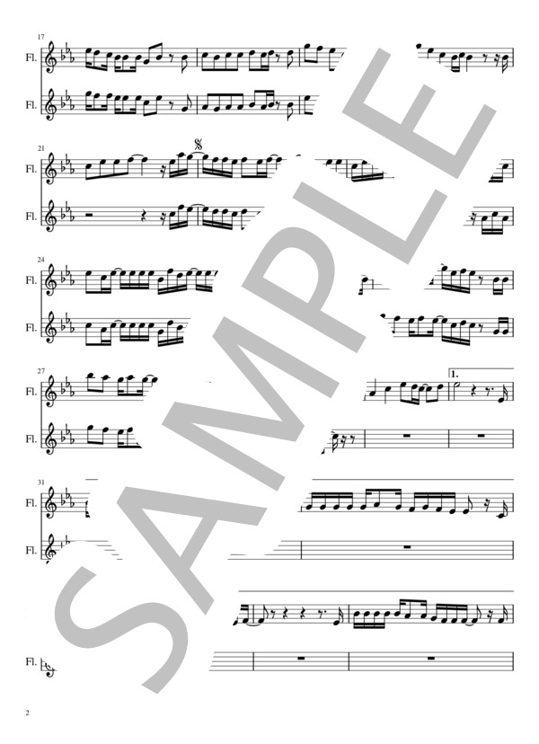 猫（フルートソロ / 2重奏） (あいみょん) / 初〜中級 - サンプル譜面 2/5