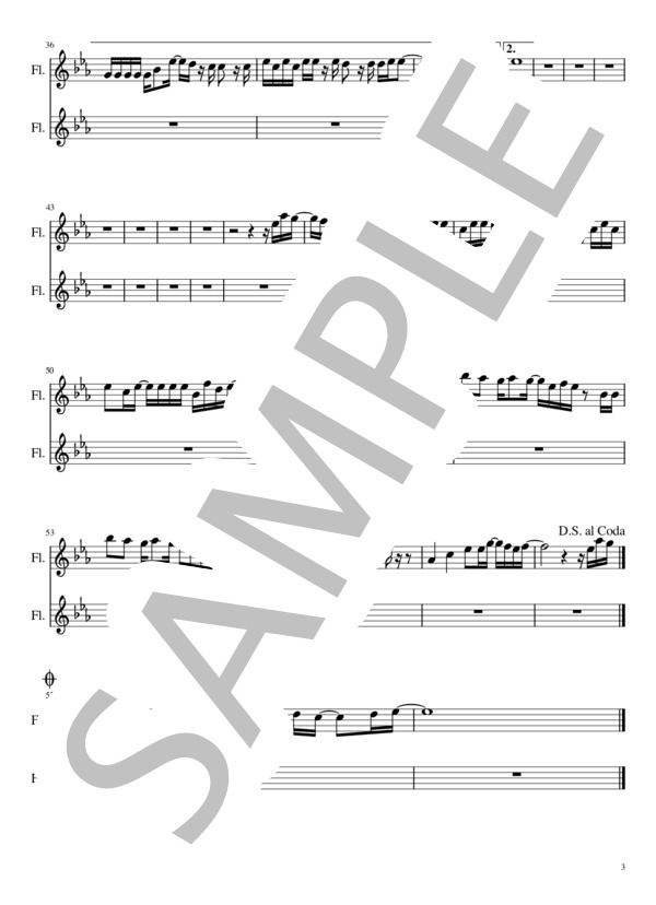 猫（フルートソロ / 2重奏） (あいみょん) / 初〜中級 - サンプル譜面 3/5